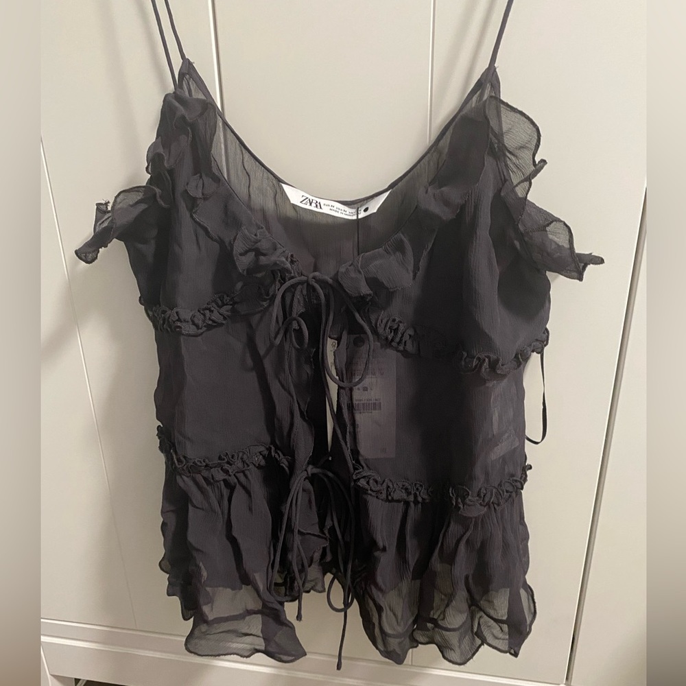 Sheer Ruffle Tank Top - Picture 2 of 2